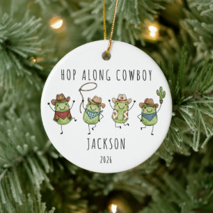 Ornamento De Cerâmica Sapo Cowboy Salta Personalizado