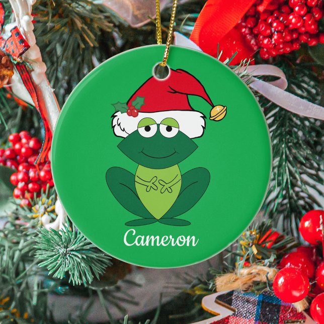 Ornamento De Cerâmica Sapo de Natal Personalizado (Criador carregado)