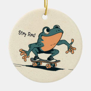 Ornamento De Cerâmica Sapo de Skate – Fofa Arte de Animal de Desenho Ani