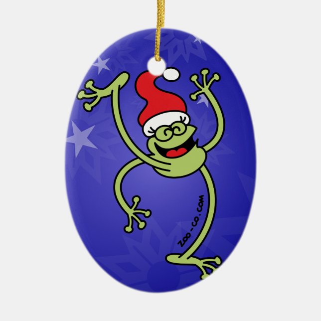 Ornamento De Cerâmica Sapo do Feliz Natal (Frente)