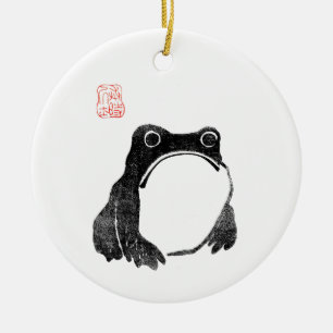 Ornamento De Cerâmica Sapo Japonês Mal-Humorado Animal Impassível Engraç