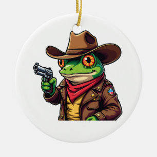 Ornamento De Cerâmica Sapo Ocidental do Cowboy engraçado Kawaii