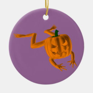 Ornamento De Cerâmica Sapo Orange Halloween