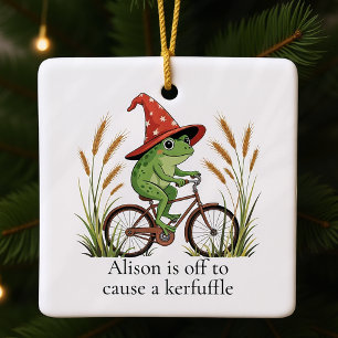 Ornamento De Cerâmica Sapo personalizado de uma bicicleta Kerfuffle Engr