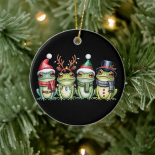 Ornamento De Cerâmica Sapos Natal Amante de Sapos Fofo Papai Noel Animai