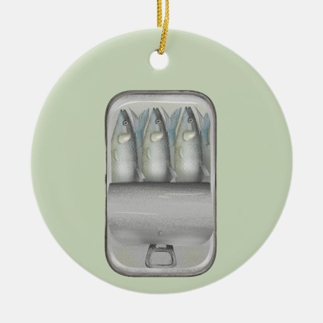 Ornamento De Cerâmica Sardinhas numa lata (Frente)