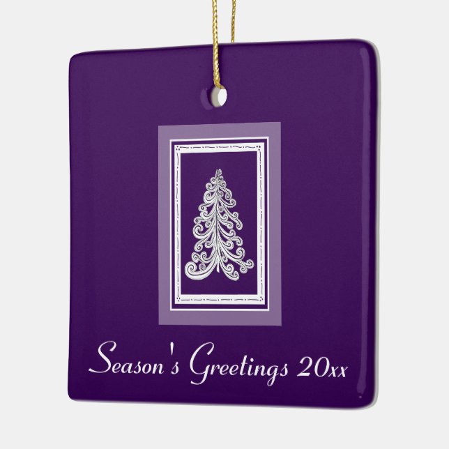 Ornamento De Cerâmica Sasons Saudações Púrpura/Qualquer Árvore de Natal  (Esquerda)
