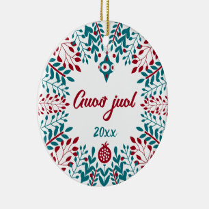 Ornamento De Cerâmica Saudação de Natal de Guoð juol Elfdalian