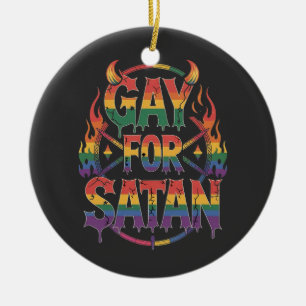Ornamento De Cerâmica Saudação Gay Satan Arco-íris Baphomet Diabo Bode L