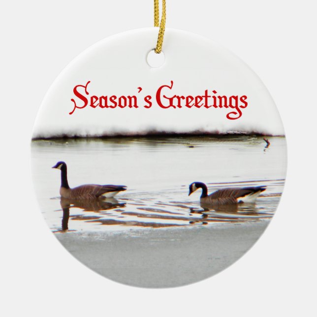 Ornamento De Cerâmica Saudações da temporada - Honkers - Canada Geese (Frente)