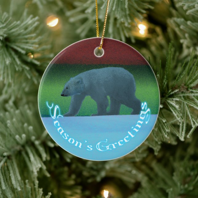 Ornamento De Cerâmica Saudações da temporada - Luzes polares Urso Polar (Árvore)