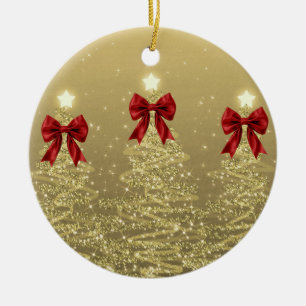 Ornamento De Cerâmica Saudações de Férias Árvores de Natal Douradas c/ L