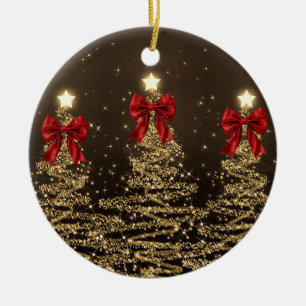 Ornamento De Cerâmica Saudações de Férias Árvores de Natal Douradas c/ L