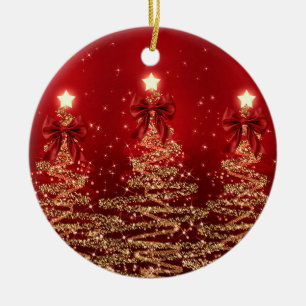 Ornamento De Cerâmica Saudações de Férias Árvores de Natal Vermelhas com