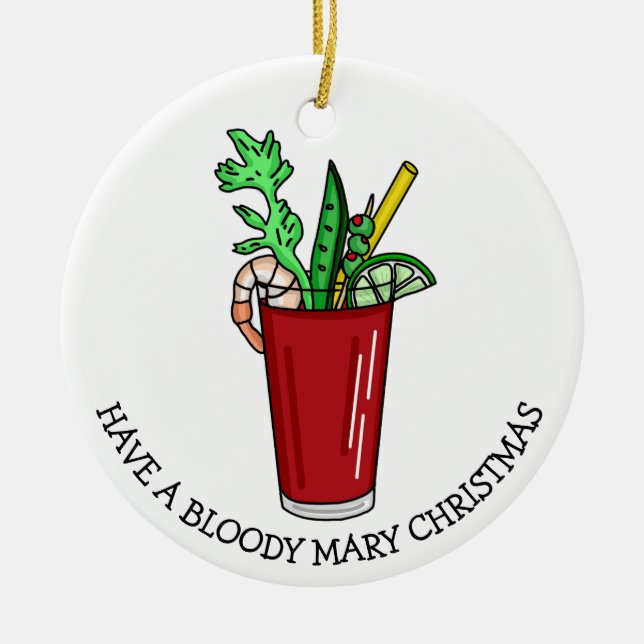 Ornamento De Cerâmica Saúde a uma Bloody Mary no Natal Engraçado (Frente)