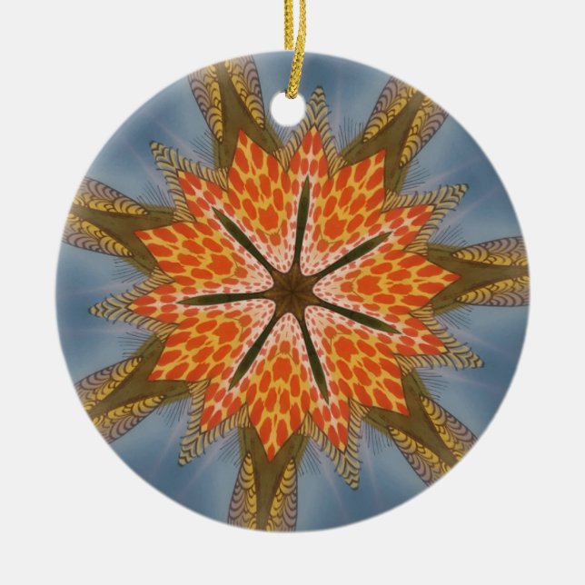 Ornamento De Cerâmica Savanna Star Bloom - Um Bold Animal Print (Frente)