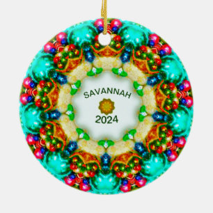 Ornamento De Cerâmica SAVANNAH~ Designs de Natal Fractais Personalizadas