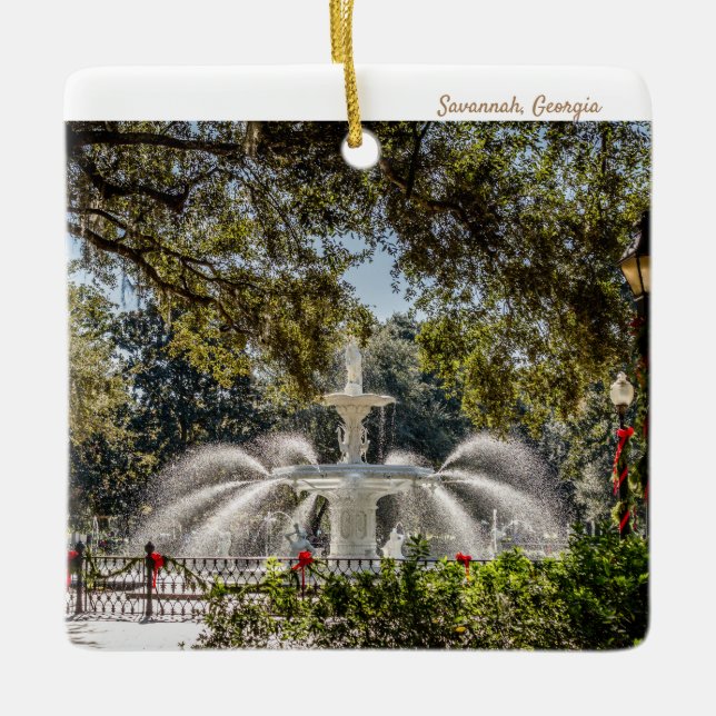 Ornamento De Cerâmica Savannah Fountain Holiday Ornament (Frente)