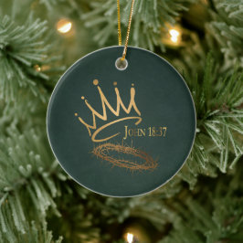 Ornamento De Cerâmica SAVIOR KING Elegante Verde/Dourado Natal