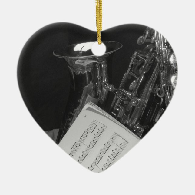 Ornamento De Cerâmica Saxaphone e partitura (Frente)
