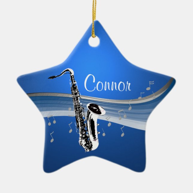 Ornamento De Cerâmica Saxofone musical (Frente)