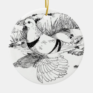 Ornamento De Cerâmica Saxon Crescent Pigeon 1973