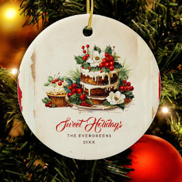 Ornamento De Cerâmica Scandi Winter Foliage Watercolor Felry Christmas