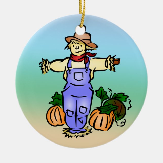Ornamento De Cerâmica Scarecrow Farmer Ornament (Frente)