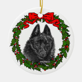Ornamento De Cerâmica Schipperke Dog Art de Glenda S. Harlan