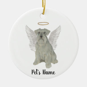 Ornamento De Cerâmica Schnauzer cinza prateado personalizado