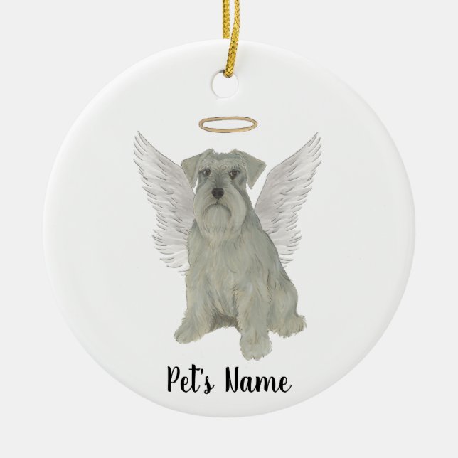 Ornamento De Cerâmica Schnauzer cinza prateado personalizado (Frente)