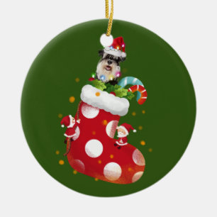 Ornamento De Cerâmica Schnauzer Com Socking