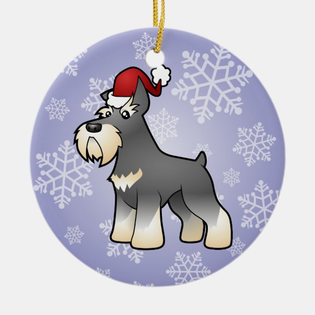 Ornamento De Cerâmica Schnauzer do Natal (Frente)