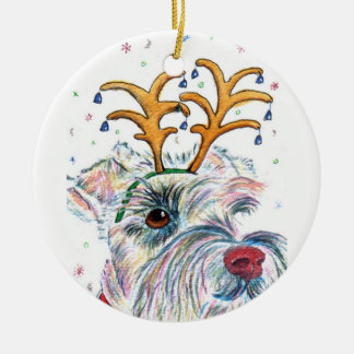 Ornamento De Cerâmica Schnauzer do Natal