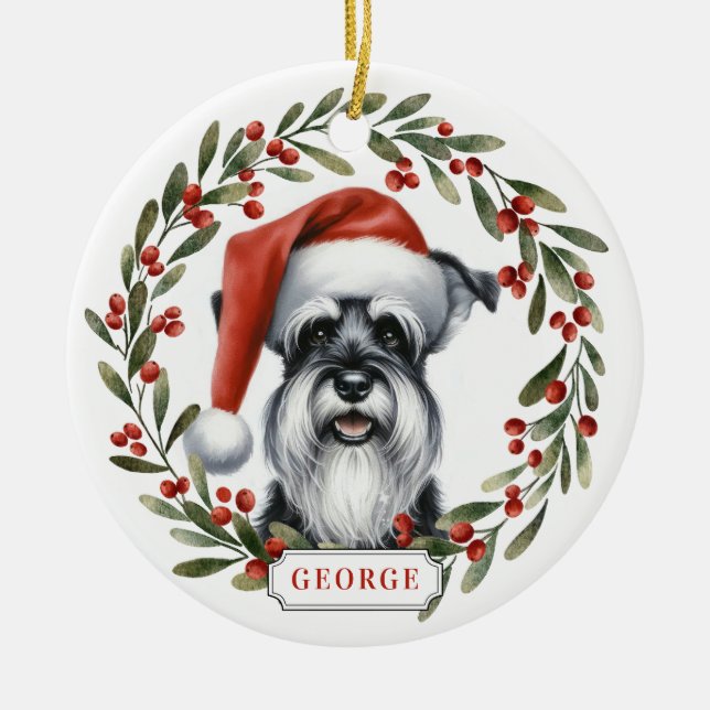 Ornamento De Cerâmica Schnauzer Dog Ceramic Circle Ornament (Frente)