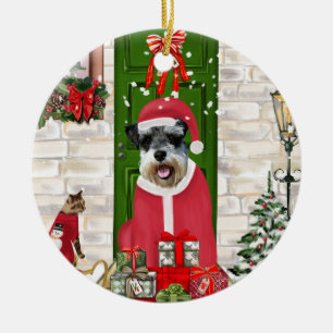 Ornamento De Cerâmica Schnauzer Dog Christmas