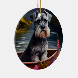 Ornamento De Cerâmica Schnauzer em uma Pá: Uma Aventura Cênica