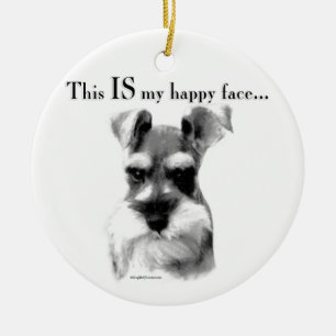 Ornamento De Cerâmica Schnauzer Happy Face