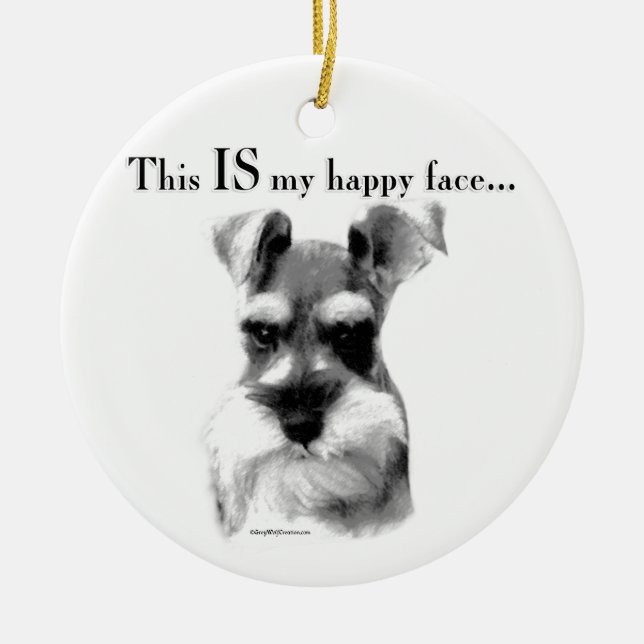 Ornamento De Cerâmica Schnauzer Happy Face (Frente)