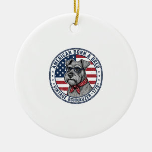 Ornamento De Cerâmica Schnauzer Patriótico Vintage