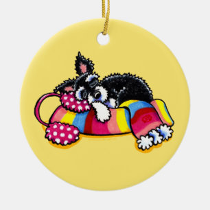 Ornamento De Cerâmica Schnauzer pequeno do Warm Up