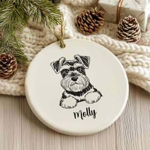 Ornamento De Cerâmica Schnauzer Personalizado no Natal