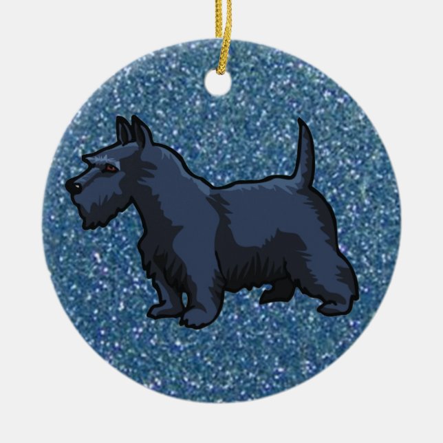 Ornamento De Cerâmica schnauzer preto (Frente)
