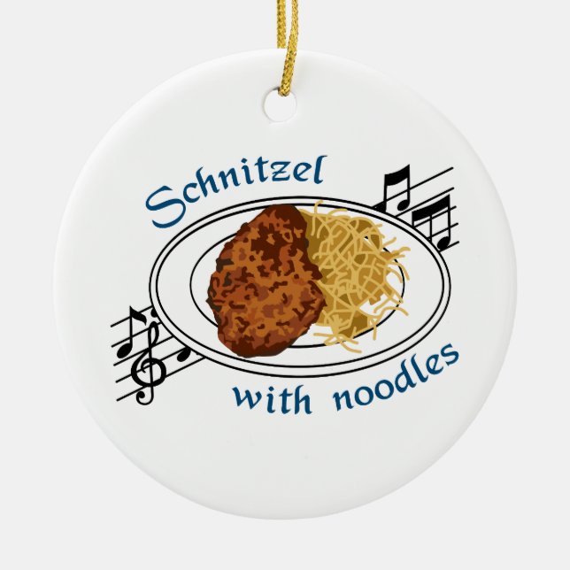Ornamento De Cerâmica Schnitzel com macarrão (Frente)