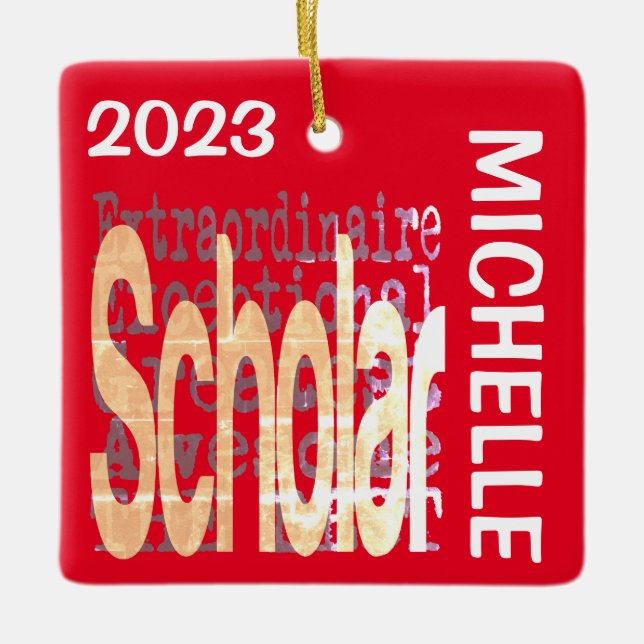 Ornamento De Cerâmica Scholar Extraordinaire CUSTOM (Frente)