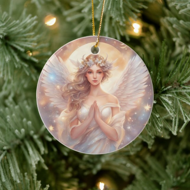 Ornamento De Cerâmica Schutzengel,  wasserfarben pastell Gemälde (Árvore)