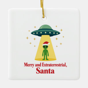 Ornamento De Cerâmica Sci Fi Vintage Alienígena Natal UFO Para Fãs de Pa
