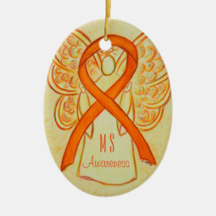 Ornamento De Cerâmica Sclerose Múltipla Sensibilização Ribbon Angel O