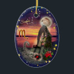 Ornamento De Cerâmica Scorpio Art Collage<br><div class="desc">#Scorpio #Art #Ornament mostrando a todos que este sinal está conectado a (símbolo,  elemento,  planeta,  flor,  gemstone e cor). — Mais itens da Libra: www.zazzle.com/aura2000/</div>