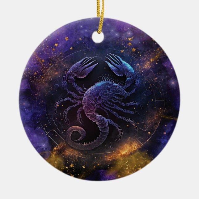 Ornamento De Cerâmica Scorpio Zodiac Sinal Design (Frente)